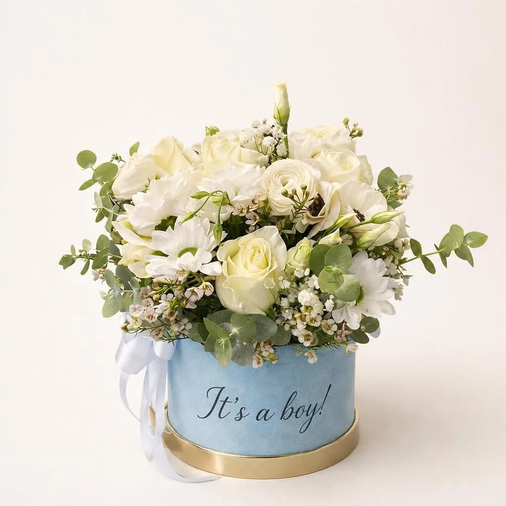 Rođenje djeteta Flower box baršun - It's a boy!