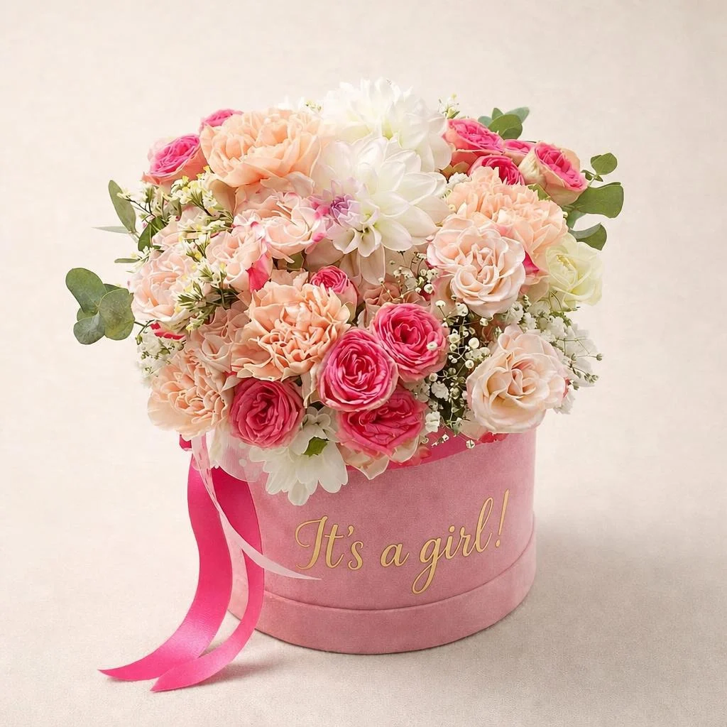 Rođenje djeteta Flower box baršun - It's a girl!